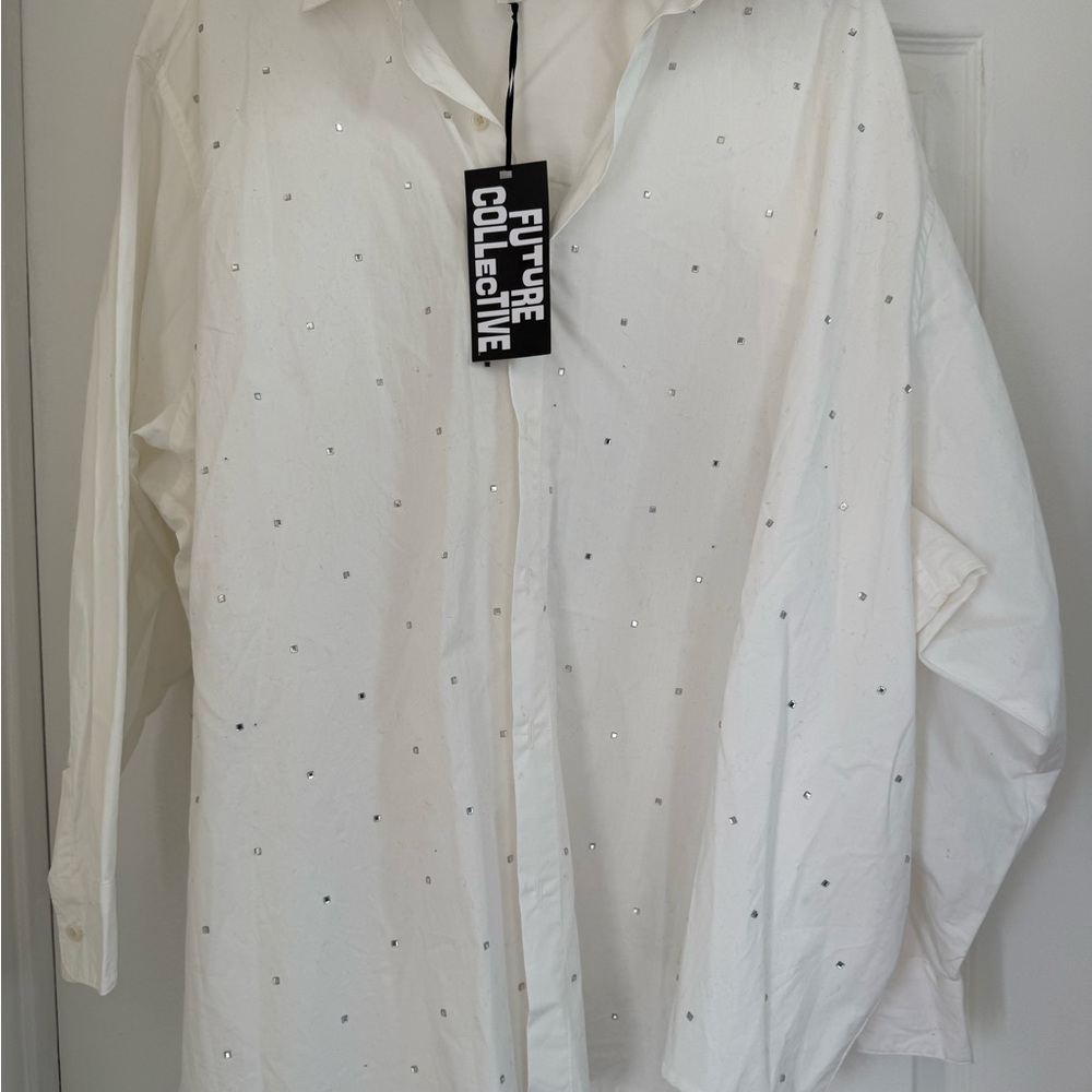 White Embellished  Shirt